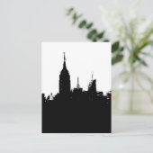 Black White New York Skyline Silhouette Post Kaart (Staand voorkant)