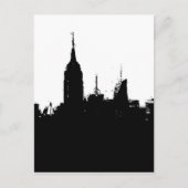 Black White New York Skyline Silhouette Post Kaart (Voorkant)