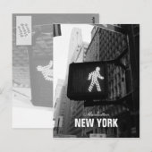 Black White New York Street Walk Sign Briefkaart (Voorkant / Achterkant)