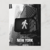 Black White New York Street Walk Sign Briefkaart (Voorkant)