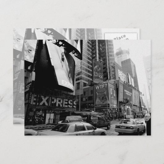 Black White New York Times Square Briefkaart (Voorkant / Achterkant)