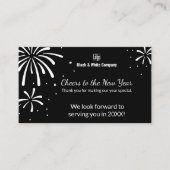 Black & White Nieuwjaar Groet & Dank u Visitekaartje (Voorkant)