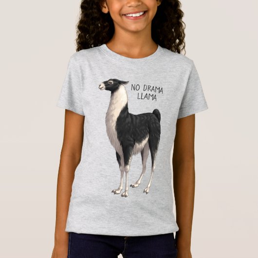 Black & White No Drama Llama T-shirt (Voorkant)