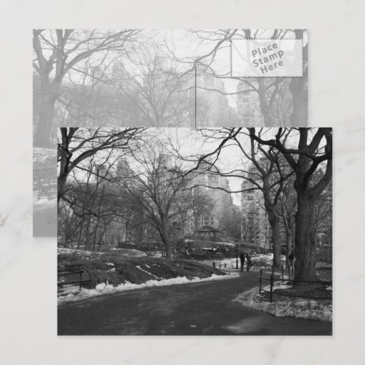 Black White NY Central Park Briefkaart (Voorkant / Achterkant)