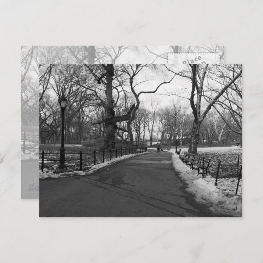 Black White NY Central Park Briefkaart (Voorkant / Achterkant)