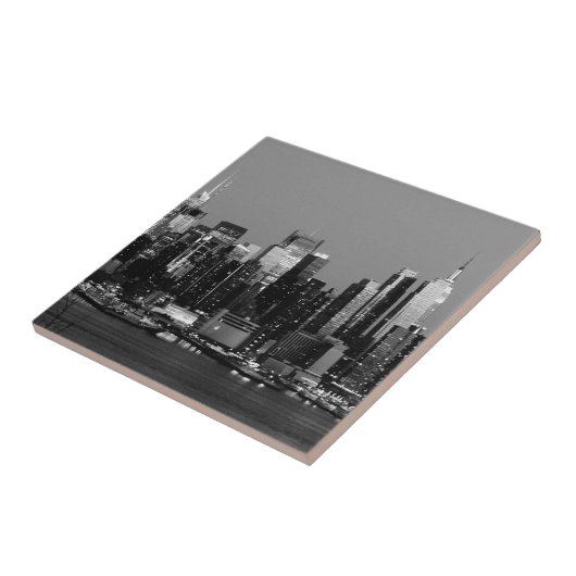 Black & White NY Skyline Tile Tegeltje (Zijkant)