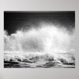 Black & White Ocean Wave crashen 16x20 Poster