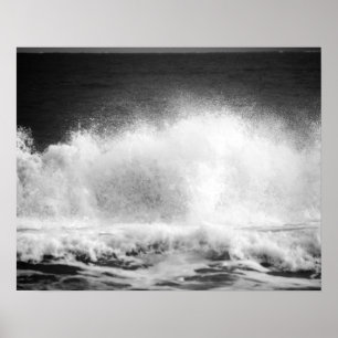 Black & White Ocean Wave crashen 16x20 Poster