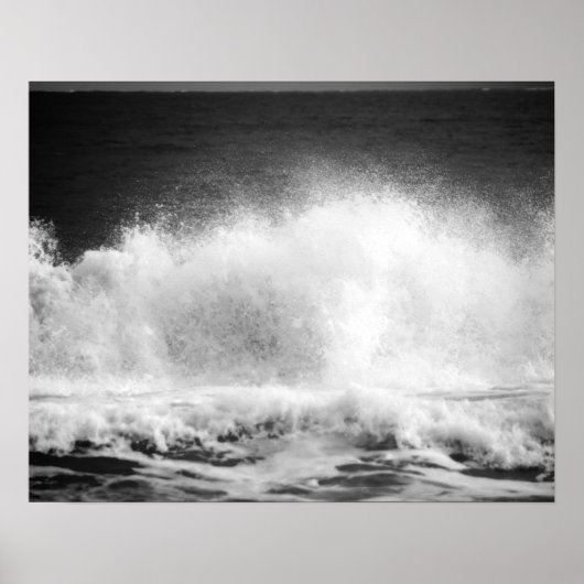 Black & White Ocean Wave crashen 16x20 Poster (Voorkant)