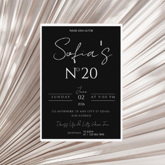 Black & White Old Money Birthday Invitation Kaart