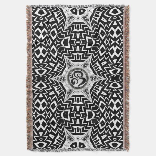 Black+White om Star Trip Mandala Throw Blanket Deken (Voorkant Verticaal)