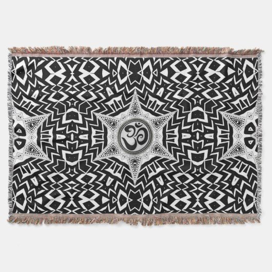 Black+White om Star Trip Mandala Throw Blanket Deken (Voorkant)