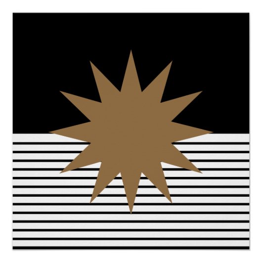 Black White op Art Brown Sun Perfect Poster (Voorkant)