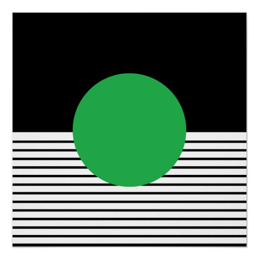 Black White op Art Green Circle Poster (Voorkant)