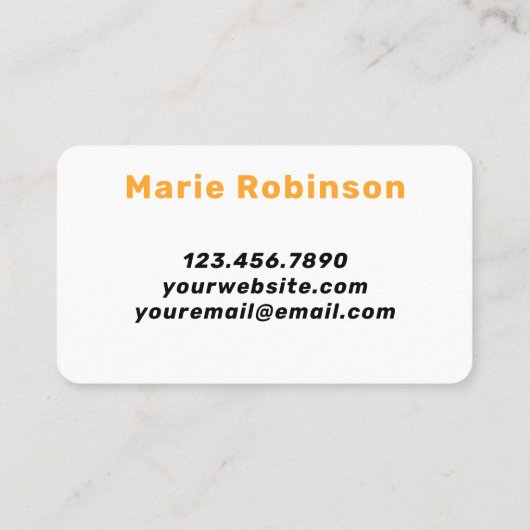 Black White Oranje Asymmetrisch Abstract Hallo Visitekaartje (Achterkant)