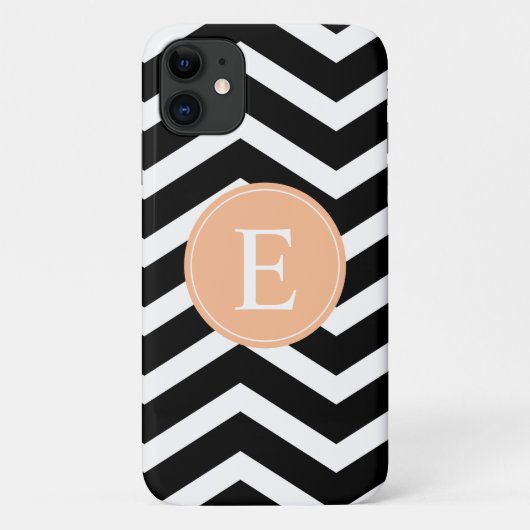 Black White Oranje Chevron Custom Case-Mate iPhone Case (Achterkant)