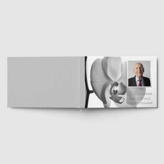 Black White Orchid Funeral Service Memorial Gastenboek (Volledig)