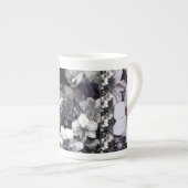 Black White Orchid Multi Stripe Porselein Kop (Voorkant rechts)