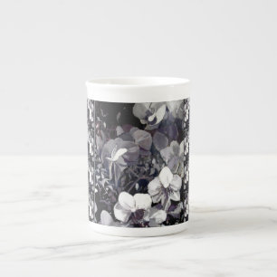 Black White Orchid Multi Stripe Porselein Kop