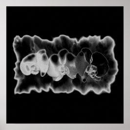 Black White Orchid schilderij trippy floral Poster