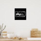 Black White Orchid schilderij trippy floral Poster (Keuken)