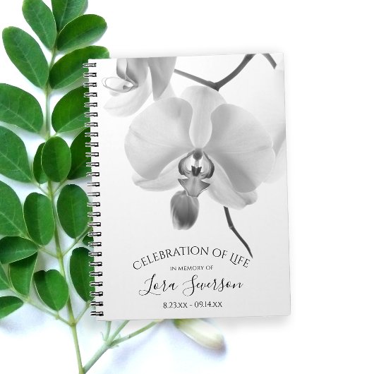 Black White Orchids Celebration of Life Gastenboek Notitieboek