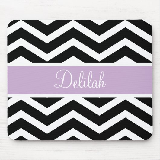 Black White Paars Chevron Custom Muismat (Voorkant)
