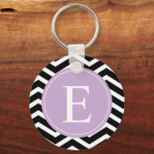Black White Paars Chevron Custom Sleutelhanger (Voorkant)