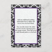 Black White Paars Damask Hearts Enclosure Card Informatiekaartje (Achterkant)