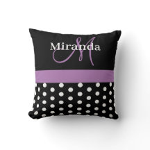 Black White Paars Monogram Script Polka Dots