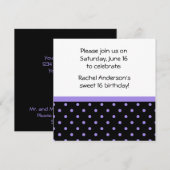 Black White Paars Polka Dots Photo Party Invite Kaart (Voorkant / Achterkant)