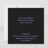 Black White Paars Polka Dots Photo Party Invite Kaart (Achterkant)