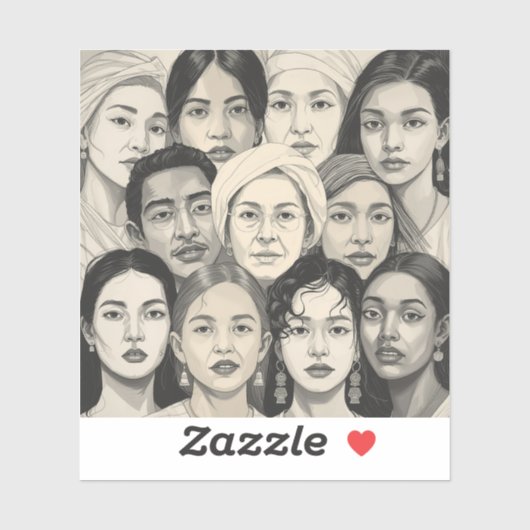 Black & White Paintings Celebrating Diversity  Sticker (Vel)