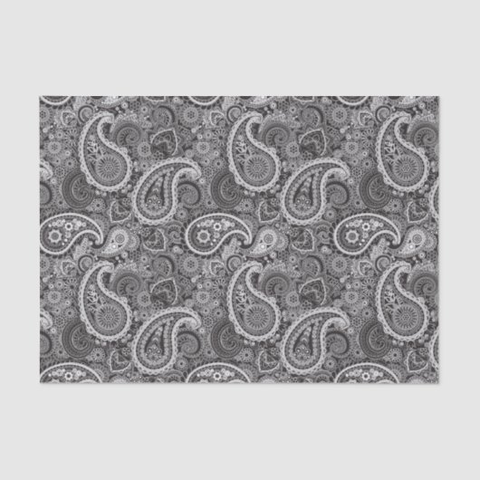 Black White Paisley Elegant Pattern Tissuepapier (Voorkant)