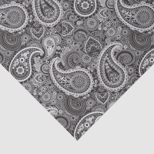 Black White Paisley Elegant Pattern Tissuepapier (Detail)