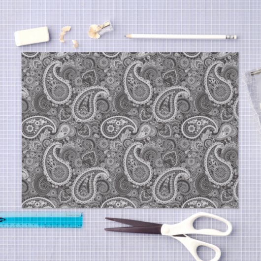 Black White Paisley Elegant Pattern Tissuepapier (Craft)