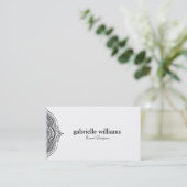 Black White Paisley Mandala QR Code Visitekaartje (Staand voorkant)