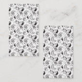 Black & White Paisley Pattern –Elegant Textile Art Afsprakenkaartje (Voorkant / Achterkant)
