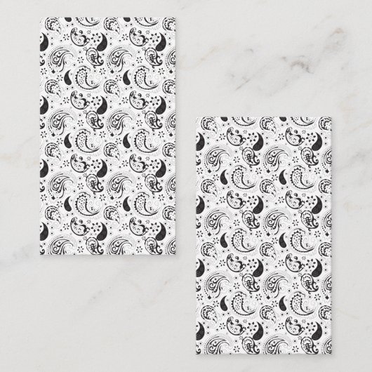 Black & White Paisley Pattern –Elegant Textile Art Afsprakenkaartje (Voorkant / Achterkant)