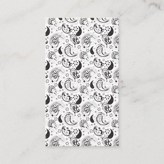 Black & White Paisley Pattern –Elegant Textile Art Afsprakenkaartje (Voorkant)