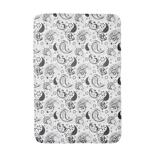 Black & White Paisley Pattern –Elegant Textile Art Badmat (Voorkant Verticaal)