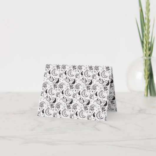 Black & White Paisley Pattern –Elegant Textile Art Bedankkaart (Voorkant)