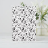 Black & White Paisley Pattern –Elegant Textile Art Bedankkaart (Staand voorkant)