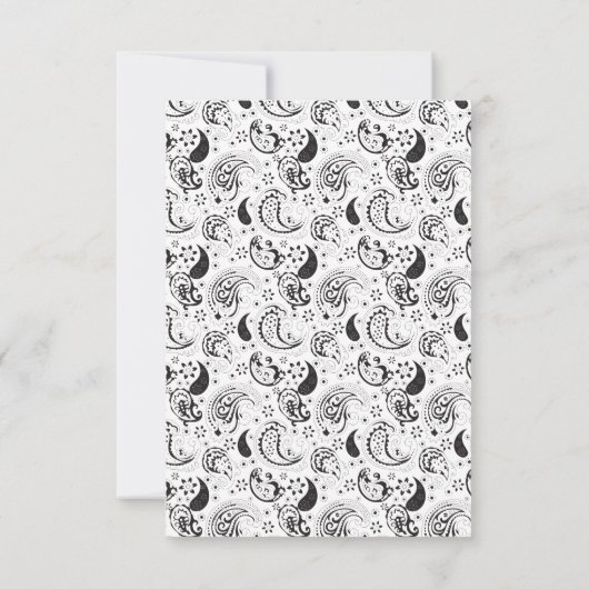 Black & White Paisley Pattern –Elegant Textile Art Bedankkaart (Achterkant)