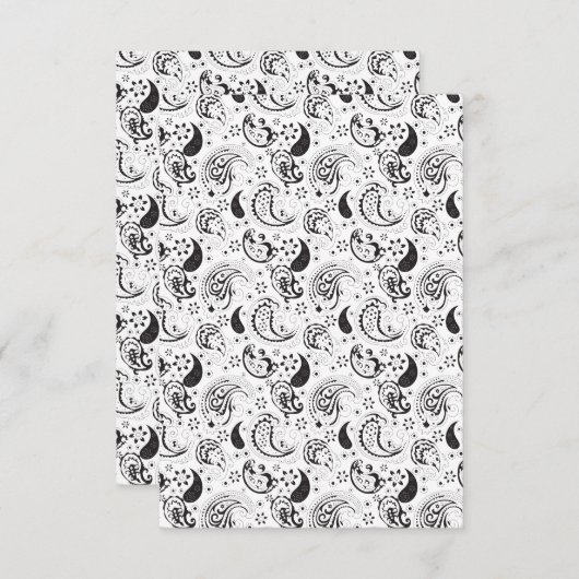 Black & White Paisley Pattern –Elegant Textile Art Bedankkaart (Voorkant / Achterkant)
