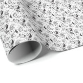 Black & White Paisley Pattern –Elegant Textile Art Cadeaupapier (Rol Hoek)