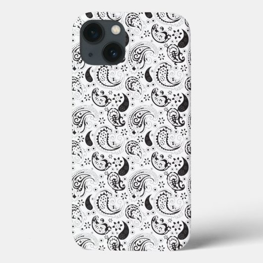 Black & White Paisley Pattern –Elegant Textile Art Case-Mate iPhone Case (Achterkant)