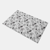 Black & White Paisley Pattern –Elegant Textile Art Deurmat (Schuin)