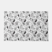 Black & White Paisley Pattern –Elegant Textile Art Deurmat (Voorkant)