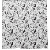 Black & White Paisley Pattern –Elegant Textile Art Douchegordijn (Voorkant)